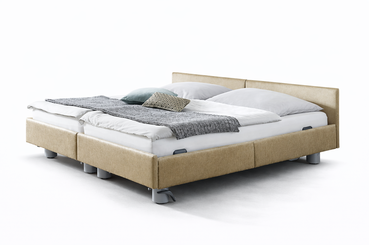 Pflegebett "Libra", gepolstert, Liegefläche 180 x 200 cm, Partnerbett, Inkontinenzstoff, Vario Safe