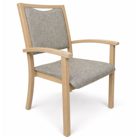 Komfort Armlehnstuhl "München XXL", bis 180 kg, Sichtholzgestell Buche massiv, passend zu Pfleiderer R20021 Lindberg Eiche gebeizt, Bezug: Delius Malta X 1007