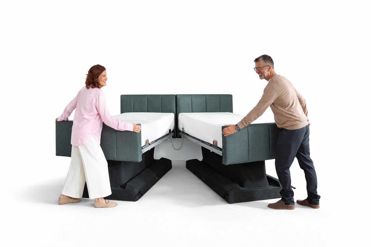 Pflegebett "Libra deluxe", komplett gepolstert, Liegefläche 180 x 200 cm, Partnerbett, Inkontinenzstoff, Vario Safe