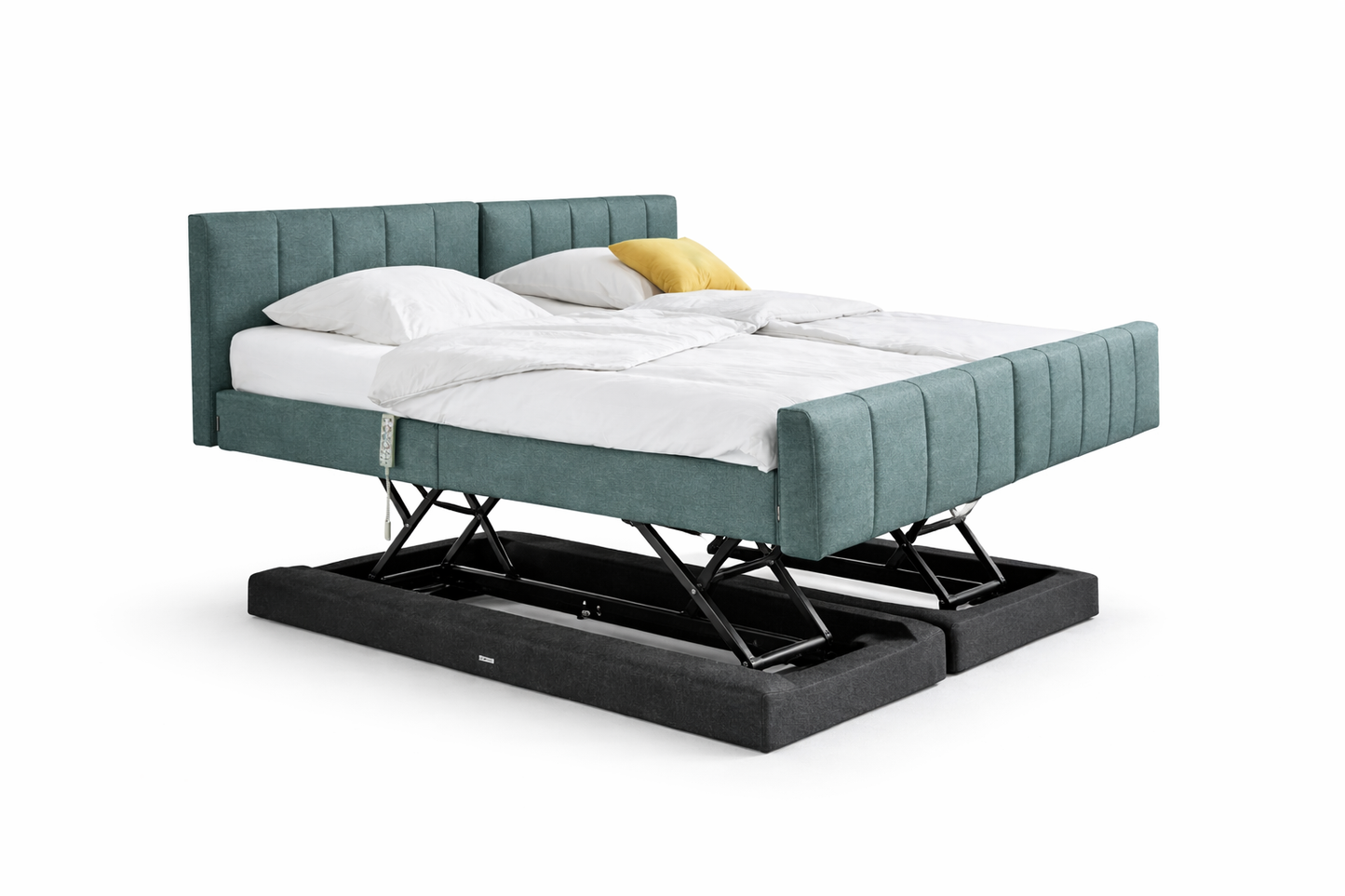 Pflegebett "Libra deluxe", komplett gepolstert, Liegefläche 180 x 200 cm, Partnerbett, Inkontinenzstoff, Vario Safe