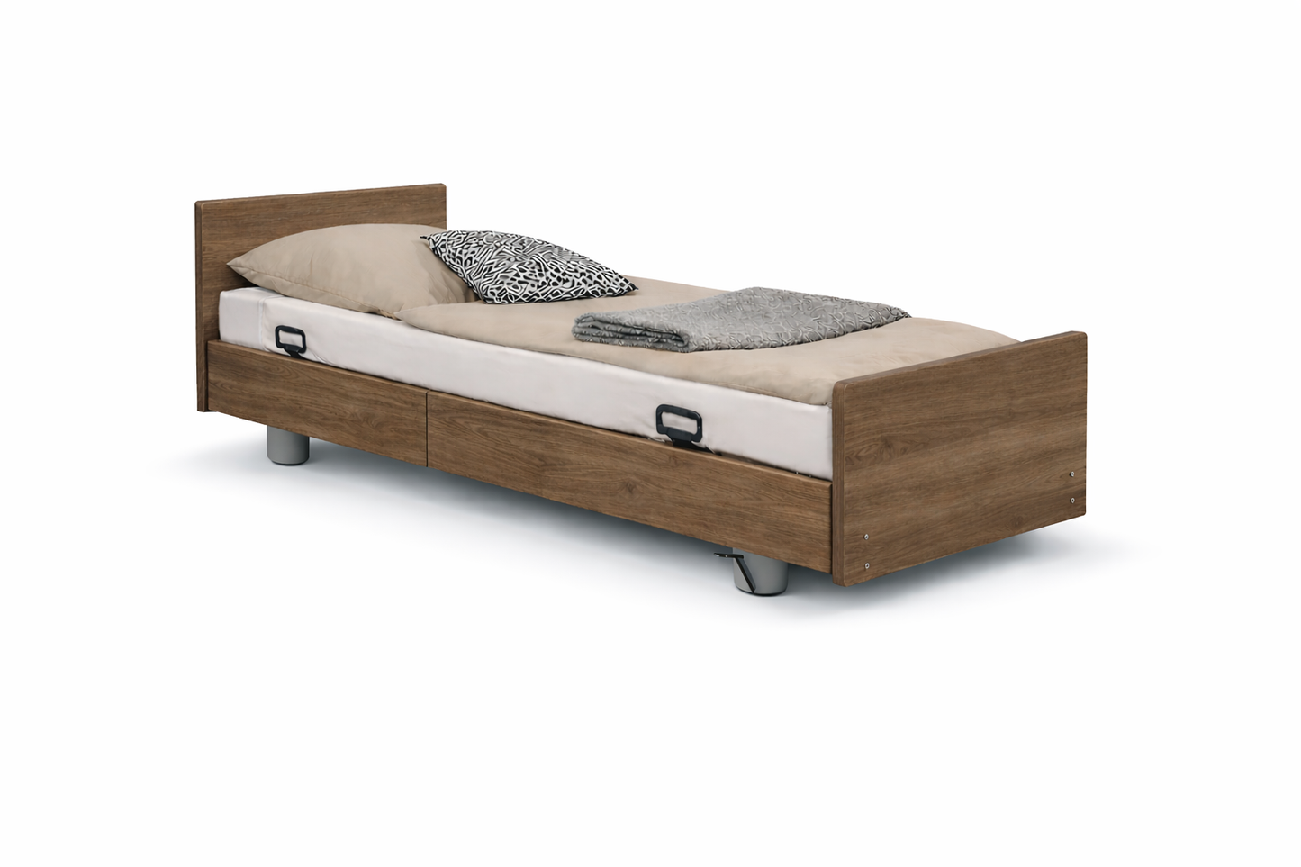 Pflegebett "Libra" mit Holzdekor, Liegefläche 90 x 200 cm, Vario Safe