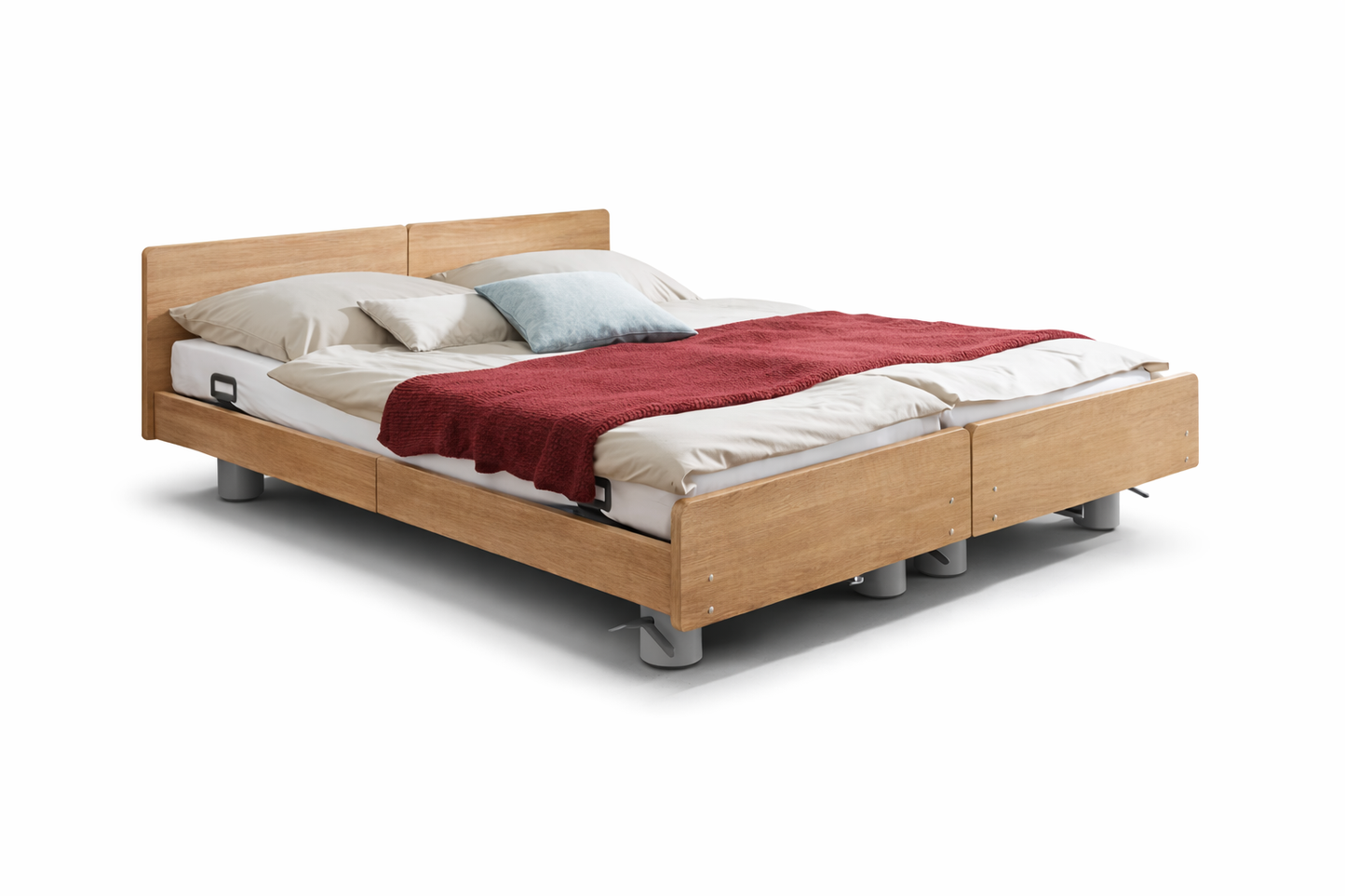 Pflegebett "Libra" mit Holzdekor, Partnerbett 180 x 200 cm, Vario Safe