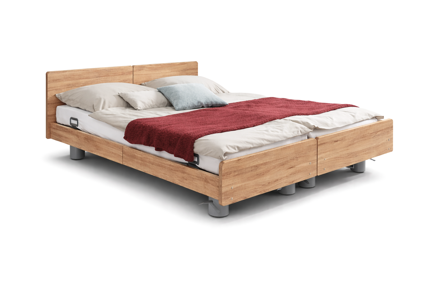 Pflegebett "Libra" mit Holzdekor, Partnerbett 180 x 200 cm, Vario Safe