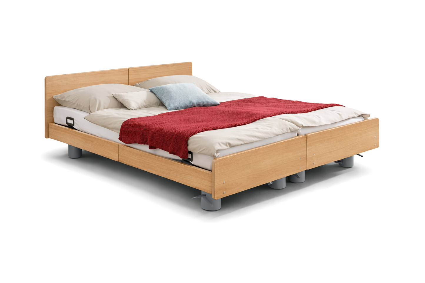 Pflegebett "Libra" mit Holzdekor, Partnerbett 180 x 200 cm, Vario Safe
