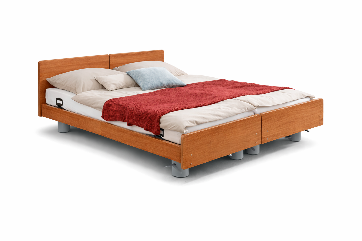 Pflegebett "Libra" mit Holzdekor, Partnerbett 180 x 200 cm, Vario Safe