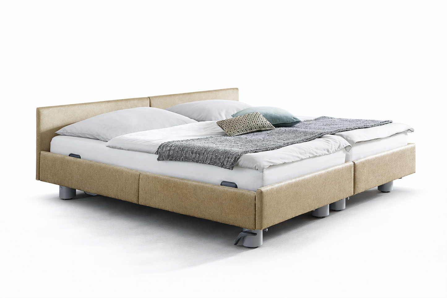 Pflegebett "Libra", gepolstert, Liegefläche 180 x 200 cm, Partnerbett, Inkontinenzstoff, Vario Safe