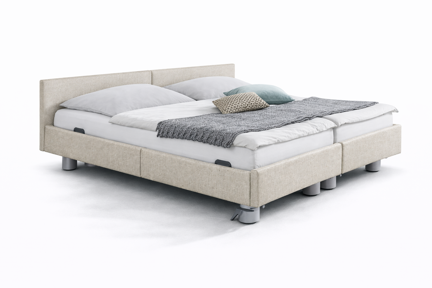 Pflegebett "Libra", gepolstert, Liegefläche 180 x 200 cm, Partnerbett, Inkontinenzstoff, Vario Safe