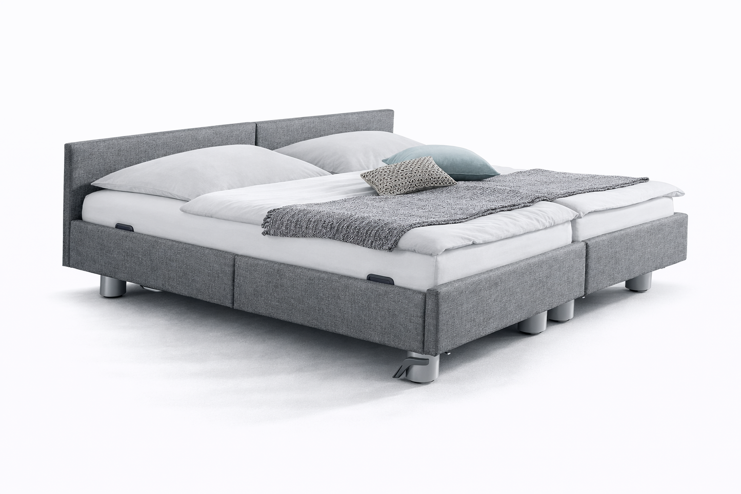 Pflegebett "Libra", gepolstert, Liegefläche 180 x 200 cm, Partnerbett, Inkontinenzstoff, Vario Safe