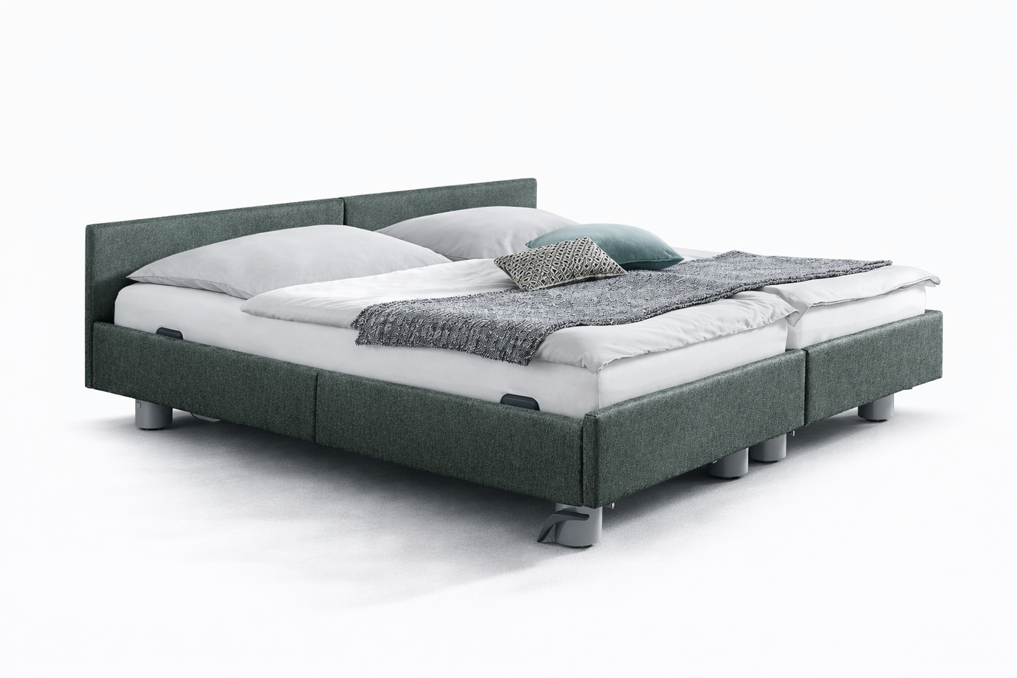 Pflegebett "Libra", gepolstert, Liegefläche 180 x 200 cm, Partnerbett, Inkontinenzstoff, Vario Safe